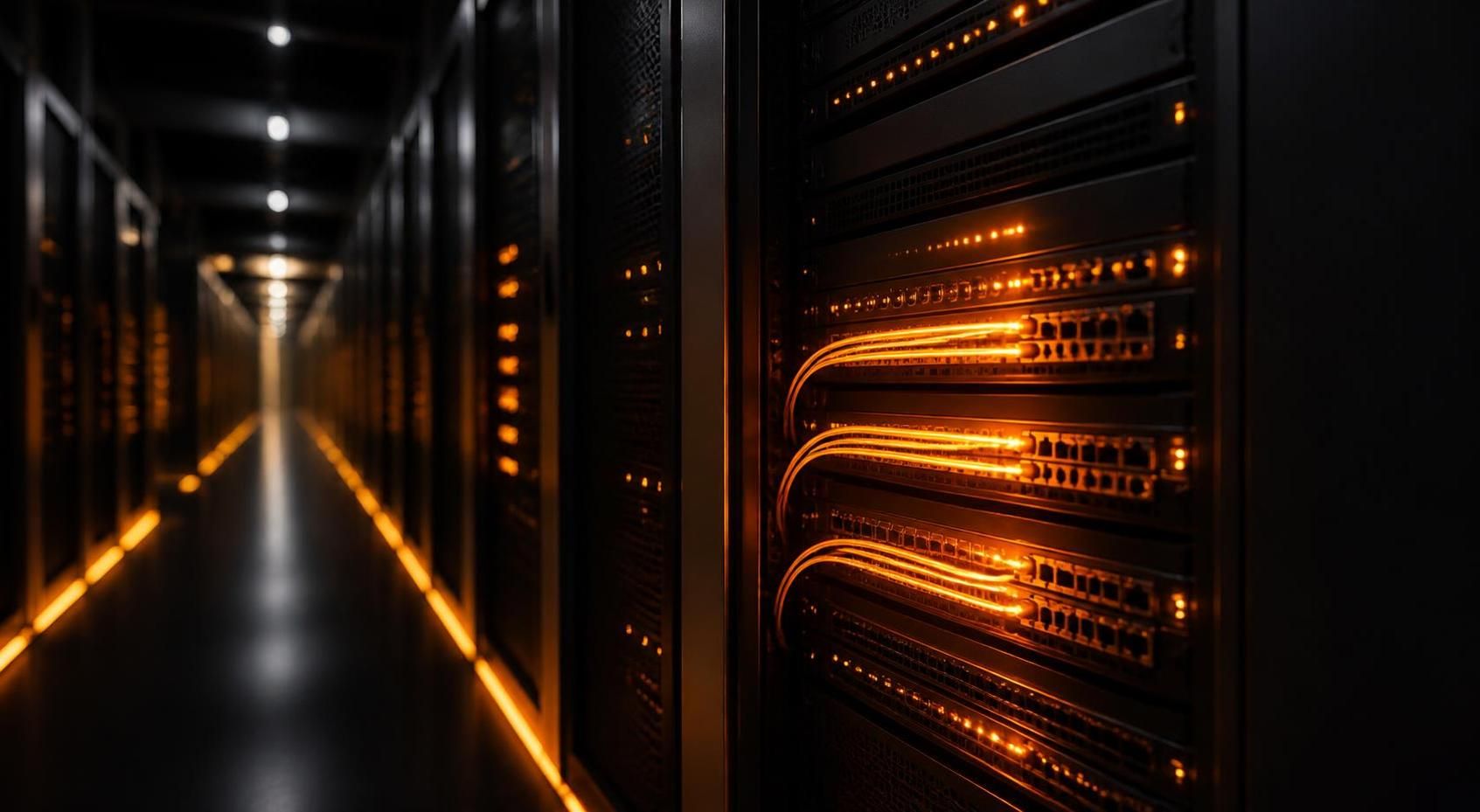 Dark server hardware: racks, switch ports, board macro
