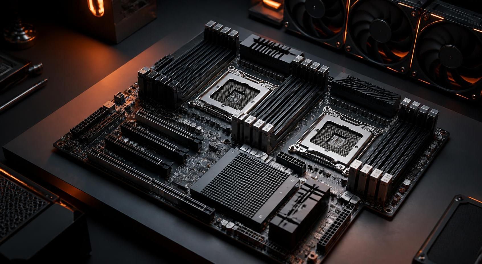 Dark server hardware: racks, switch ports, board macro