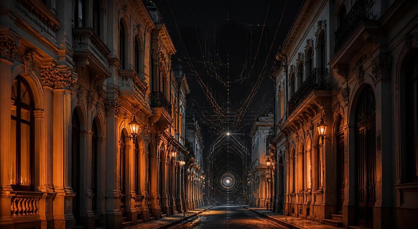 Bucharest at night: city lights and river